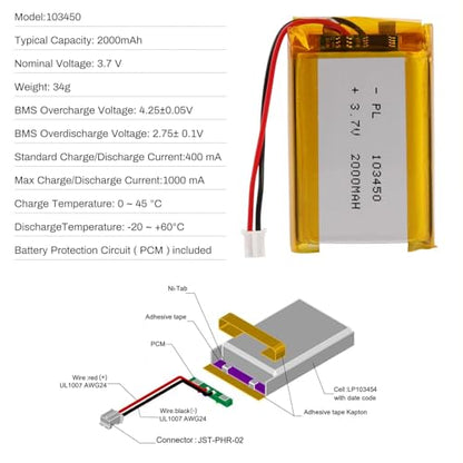 3.7V 2000mAh LiPo Battery