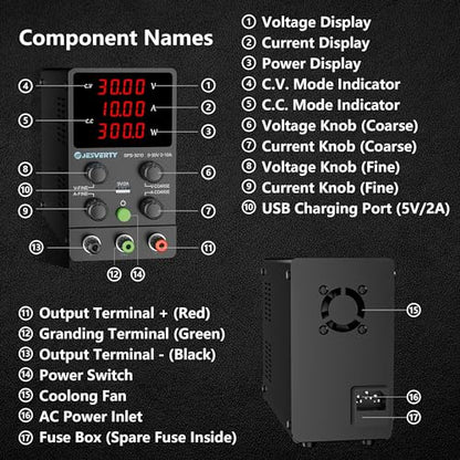 DC Power Supply 0-30V 0-10A USB